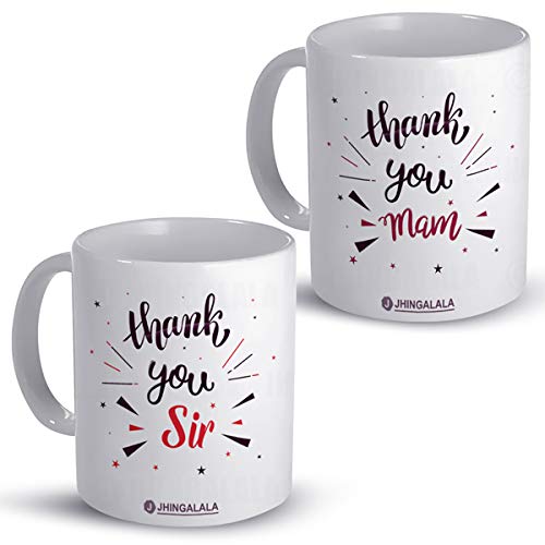 Gift for Teachers | Thank You Sir-Mam Printed Ceramic Coffee Mug 325ml  for return gift ideas