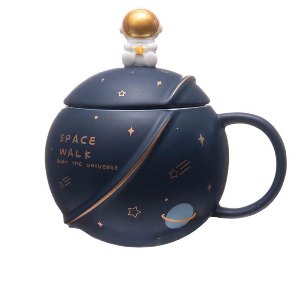 NYRWANA DELIVERING SMILES IN INIDA Coffee Mug, Coffee Mug with Lid & Spoon, Space Mug, Ceramic Coffee Mug, 3D Creative Astronaut Universe Planet Coffee... for return gift ideas
