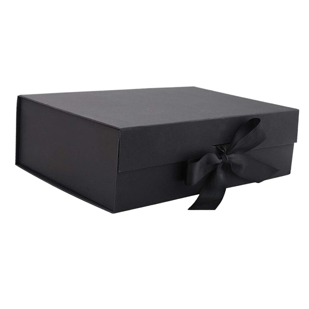 myaddiction Gift Box with Ribbon Easy Assemble Reusable for Keepsake Cupcake Boxes Black for return gift ideas