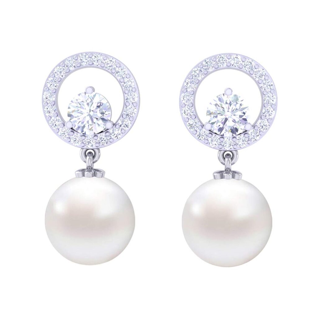 Clara 92.5 Sterling Silver Swiss Zirconia Pearl Earrings Birthday Gifts for Girls