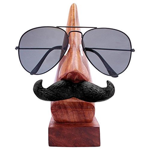 Happie Shopping Handmade Wooden Nose Shaped Spectacle/Eyeglass Holder Stand with Moustache Birthday Gift for Father