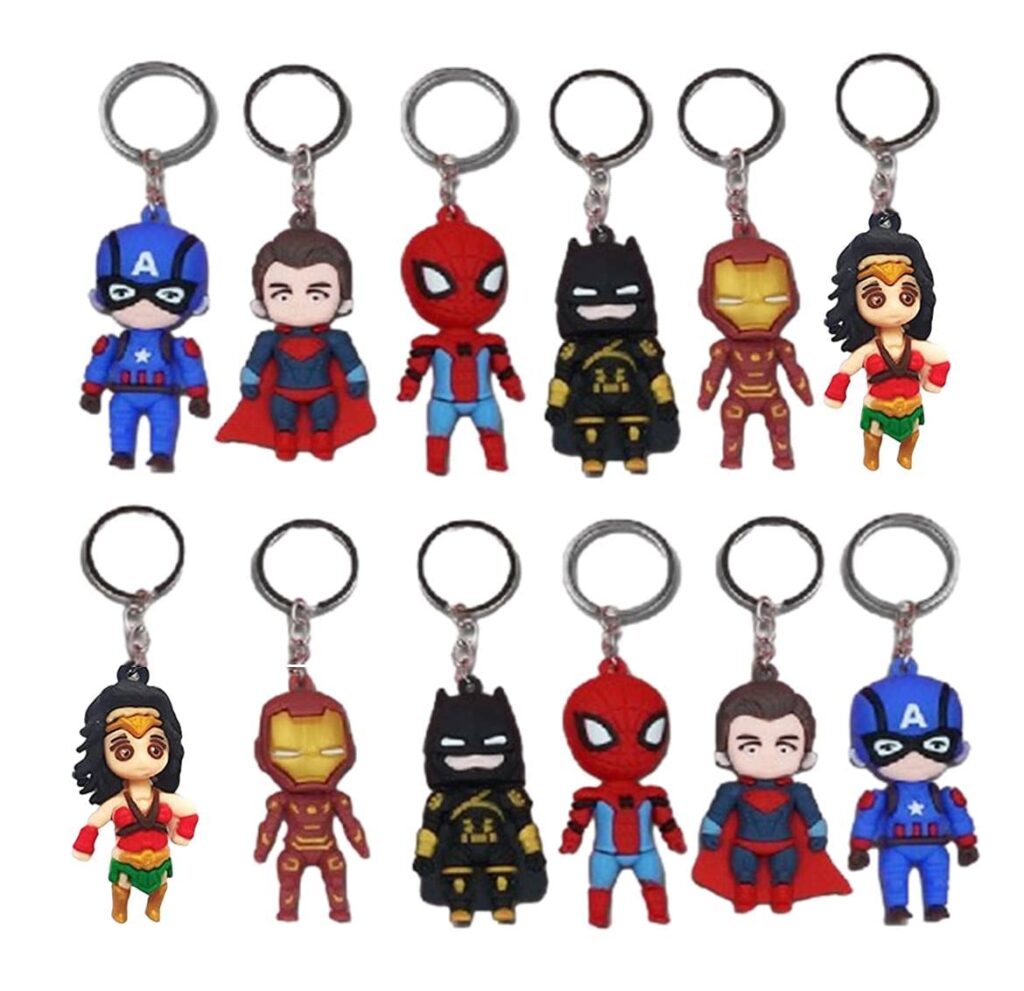  Birthday Popper Avengers Keychain | Set of 12 | Multi-Color | Birthday Return Gifts