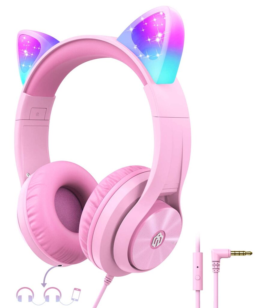 iClever Kids Unicorn Headphones for Girl Over The Ear Headphone with Mic/Shareport Gifts for Girls