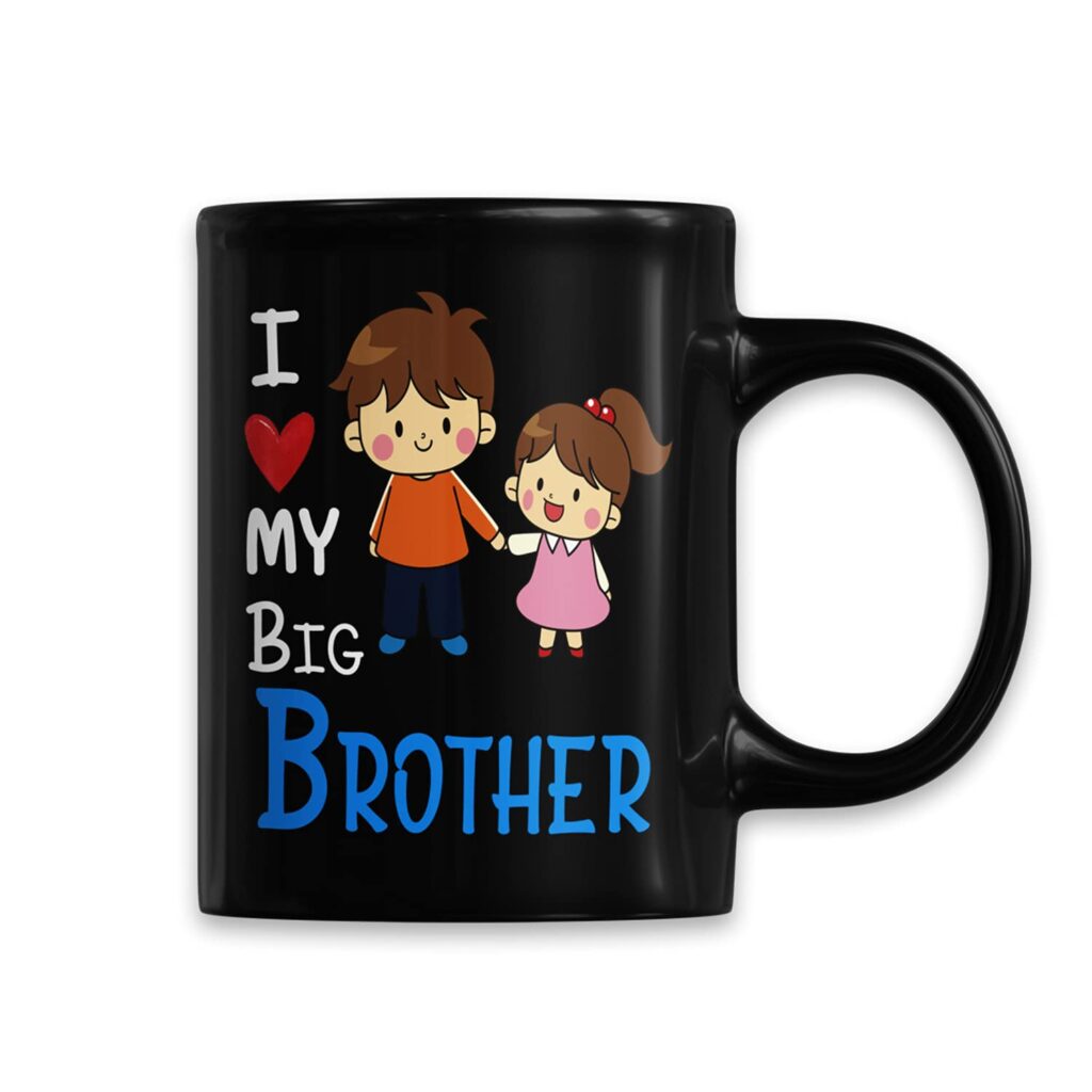PrintLine I Love My Big Brother Quote Printed Black Coffee Mug | Birthday Gift for Brother, Unique Birthday Gift, Rakhi Gift ideas for Brother