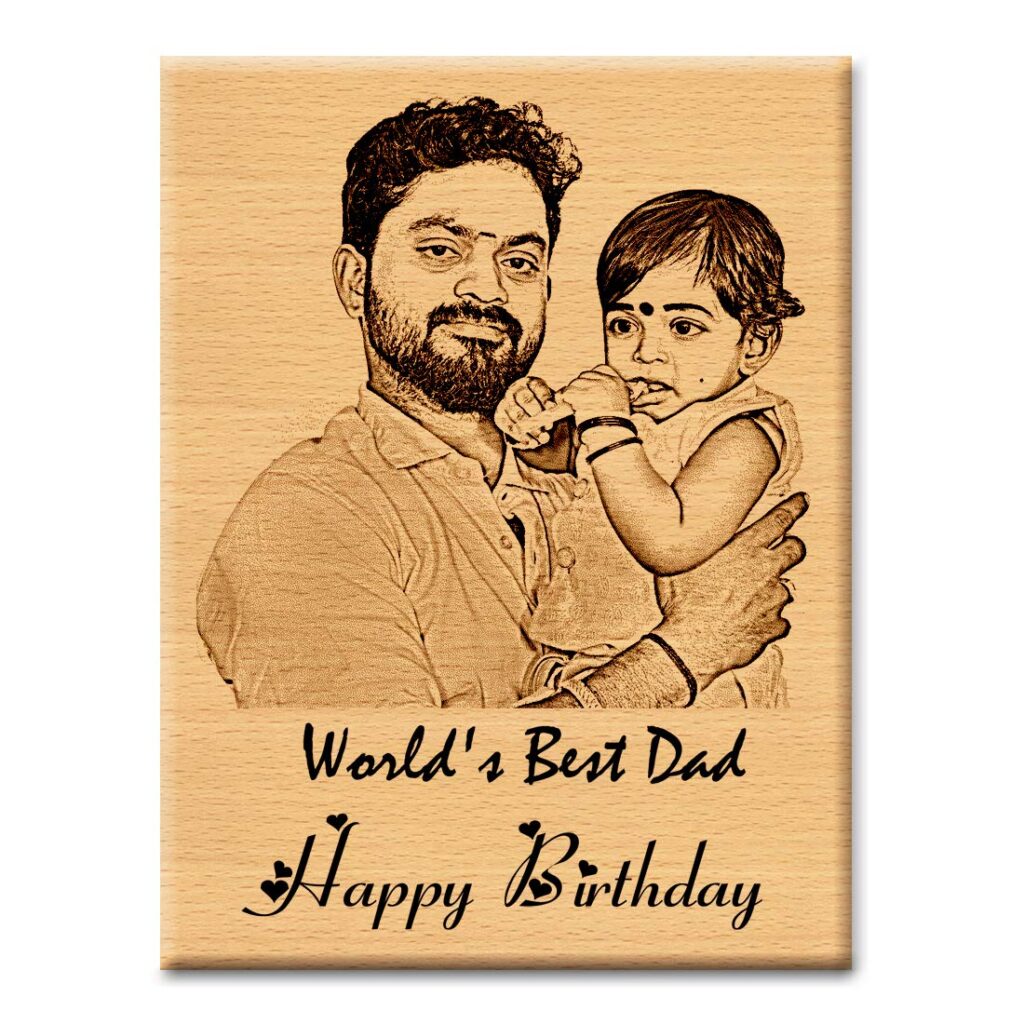 GFTBX Personalized Birthday Gift for Father (15x10cm, Wood), Tabletop Birthday Gift for Father 