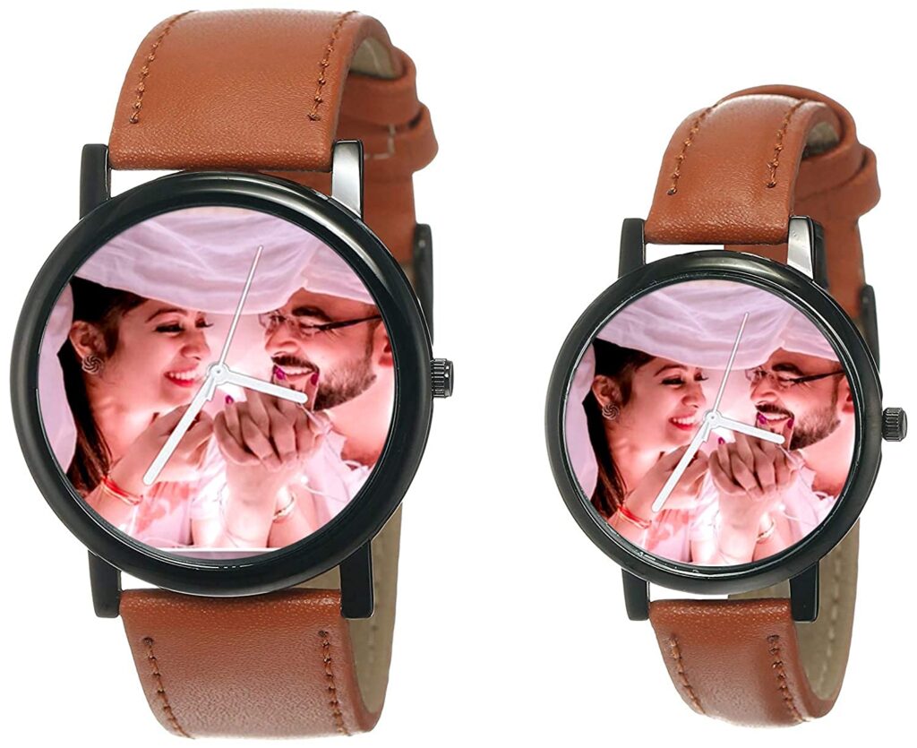 Genaric NITYAMA Custom Watches for Couple with Photo/Pictures Personalized Wrist Watches Dial Black Strap Custom Watch Face Best Gift for Men Boyfriend Gifts for Your Boyfriend