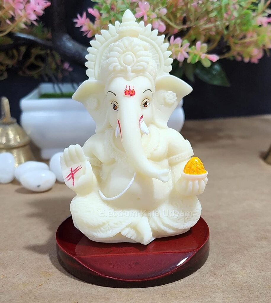 The Divine Aura of Ganesha Gold and Silver Plated Idol on MDF Base for Car Dashboard for return gift ideas