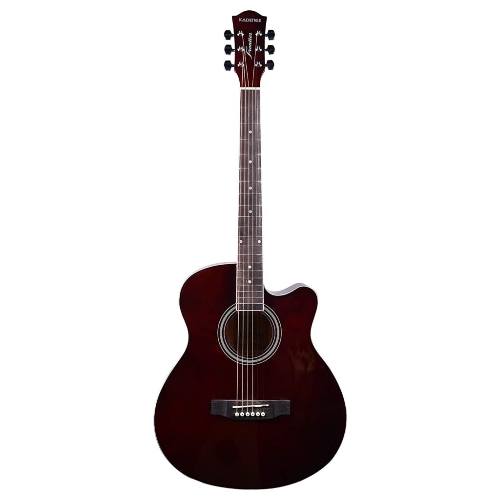 Kadence Frontier guitar with Online Guitar learning course , Wine Red Acoustic Guitar with Die Cast Keys, Set of Strings Gift for Boys