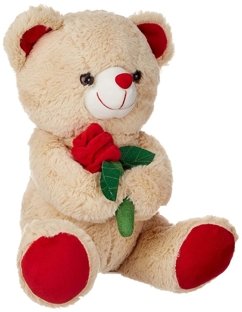  Webby Soft Cute Teddy Bear With Rose Flower | Birthday Gifts for Girls

