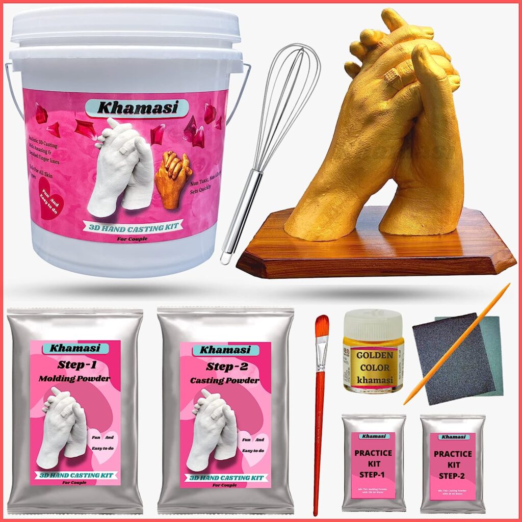 Khamasi Hand Casting Kit | 3D Couple Casting Kit, casting kit for couples,molding powder for hand casting,  Best Birthday Gift for Husband