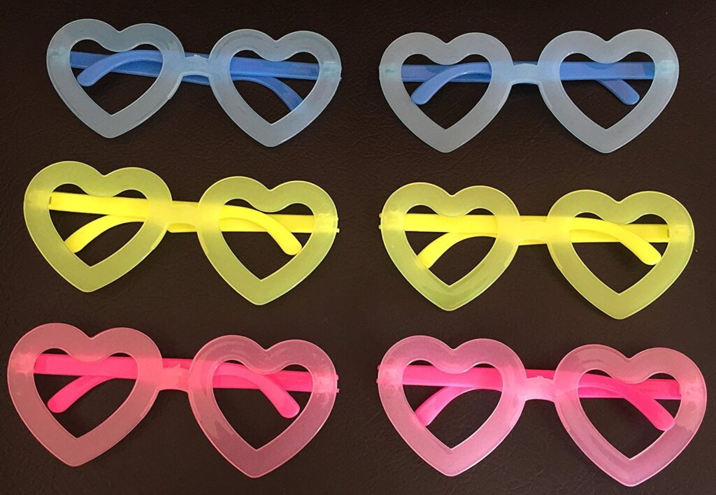  Brown Leaf Neon Heart Shape Frame Party Props Glasses (Set of 6) Birthday Return Gift ideas for kids