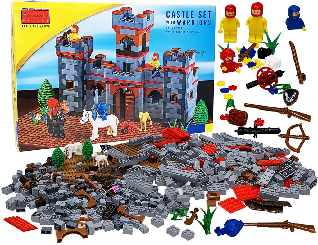 Wish master Kids Construction & Building Block Set With 575 Interlocking Small Blocks By Using It Build Different Types of Big Castles , Forts Gifts for Kids