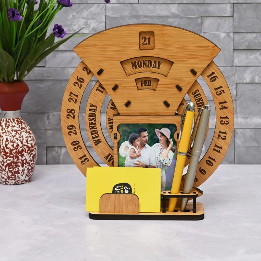 GKD Calendar of lifetime, calendar 2023 desk organizer round table calendar 2023 premium antique look for office decor, wooden calender also corporate gifts Birthday Gift Ideas for Husband  