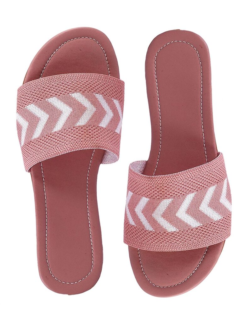 Sayera Fashion Stylish Slide Sandal Flat for women (Pink | Size 9) Slippers for Girls